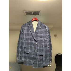 Williams & Kent Roger Blue Plaid Blazer Mens 42R Sport Coat 176-113-875 NEW